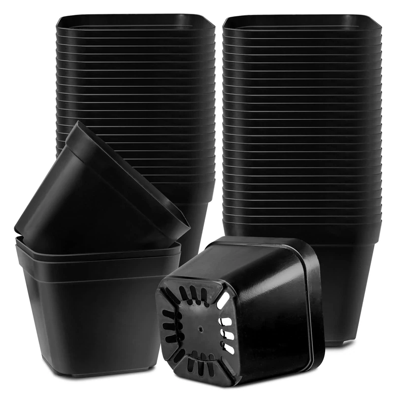 Muzhira Pots for Seed Starting/Cuttings, 10cm 20pcs Plastic Square Plant Nursery Pots,Seed Pot Flower Plant Container for Fruit, Vegetable, Plant, Succulents, Seedlings, Cuttings, Transplanting