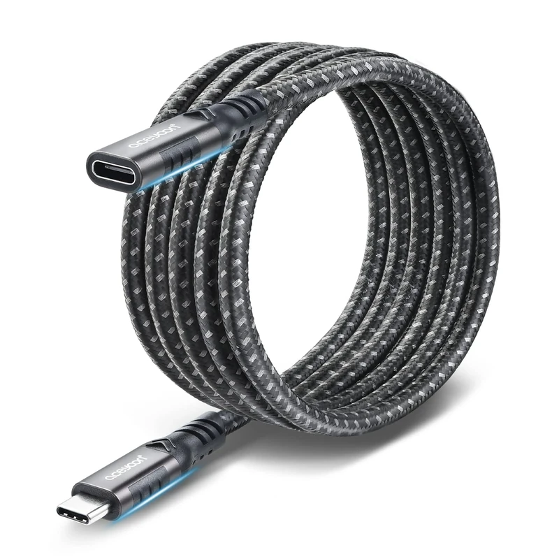 aceyoon 240W USB C Extension Cable 2m (3.2/20Gbps) QC 3.0 Fast Charge 4K 60Hz USB C Male to Female Extension Cable Compatible with MacBook, for iPad Pro, Galaxy S24/S23