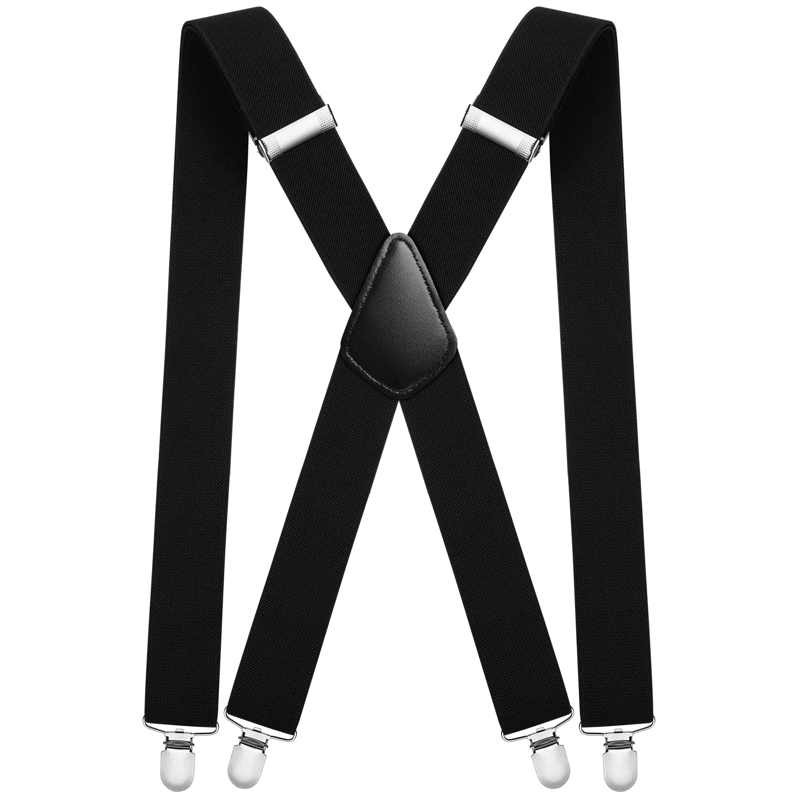 AOMIG Mens Braces, X Shape Suspenders with 4 Strong Metal Clips, 3.5cm Wide Heavy Duty Suspenders, Adjustable Elastic Trousers One Size for Men Women Business Wedding Casual (C2-QX-4J221210-FBA)