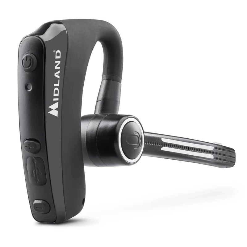 Midland - Dual Bluetooth Headset with Built-in PTT, MWE Noise Cancellation, Compatible with CB Talk and BT Talk, Hands-Free Communication, Mono Earpiece with Boom Microphone