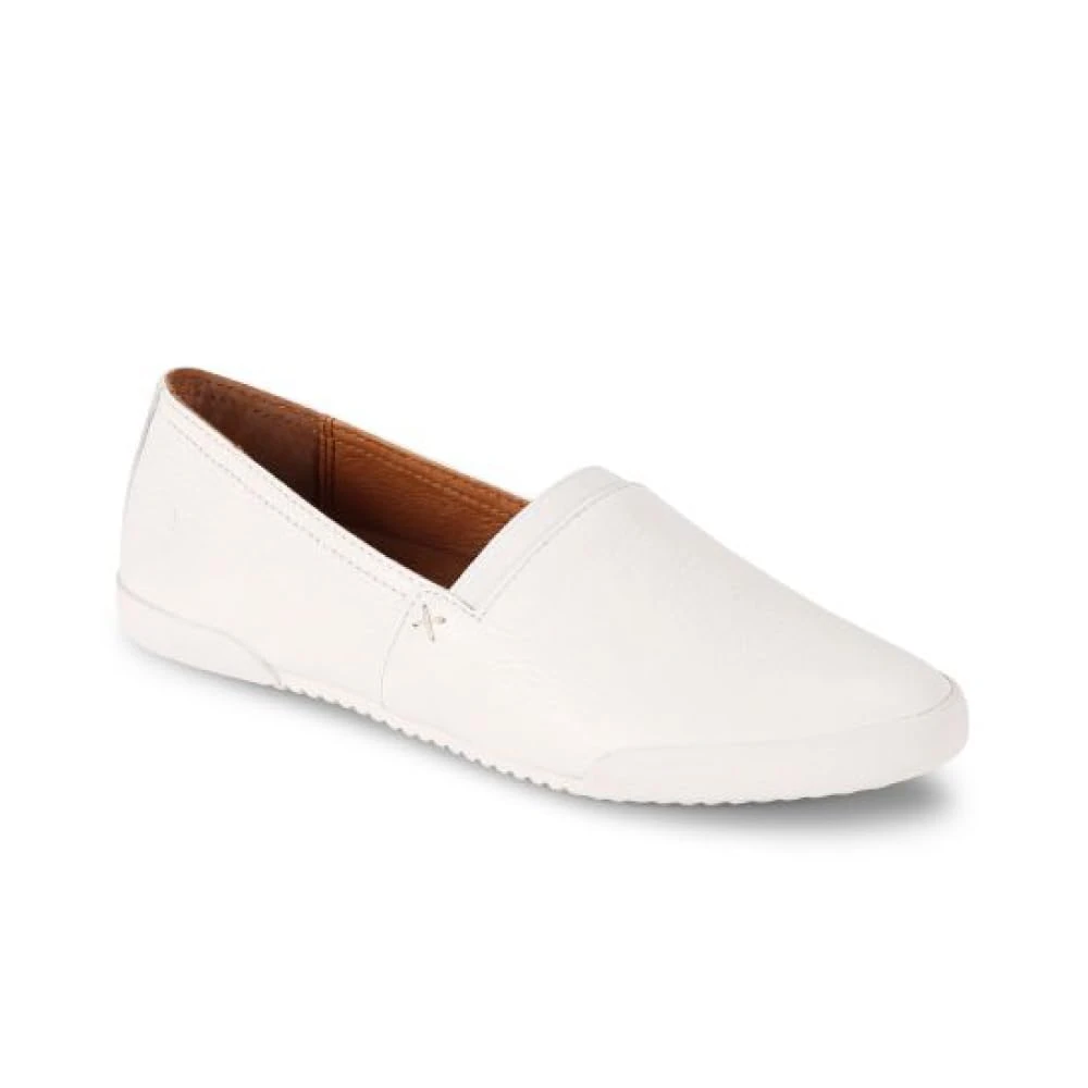 Frye Melanie Slip On Shoes for Women Crafted from Premium Leather with White Rubber Toe Bumpers and Soles, Leather Lining, and Removable Footbeds – 1 ¼” Outsole, White - Tumbled Cow, 5 UK