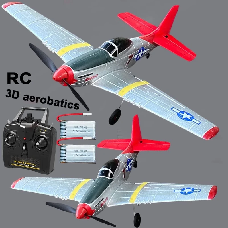 Ssccgym RTF Remote Control Plane RC Aircraft Fixed Wing Glider Double-Battery 4-Channel System with Aileron Fine Tuning Model Aerobatics Side Flight Epp Foam USA Version