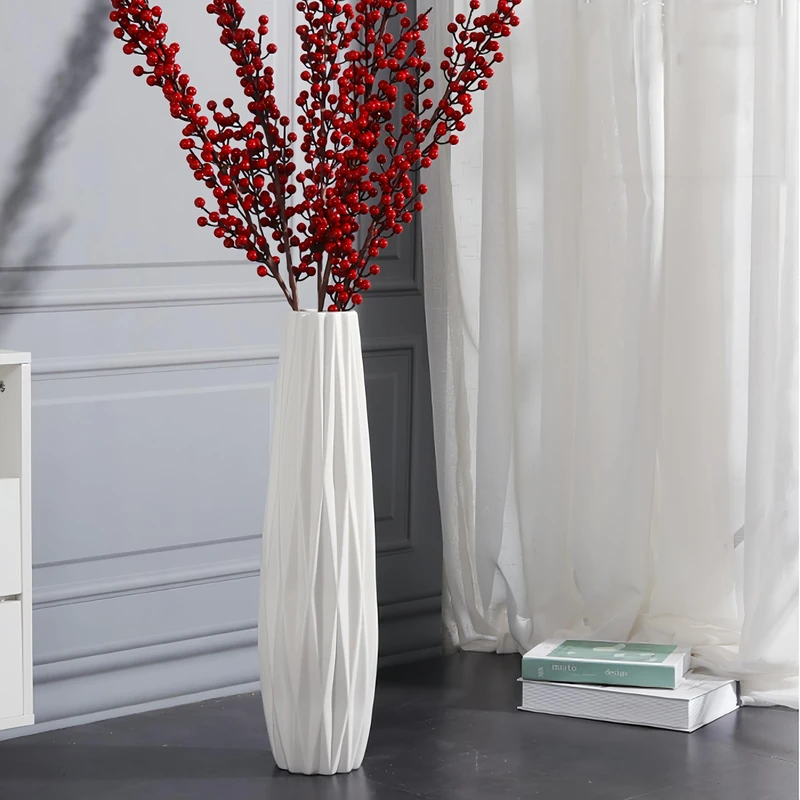 Ceramic White Floor Vase 28 Inches Tall,Modern Large Flower Tall Vases for Office, Home,Farmhouse,Living Room Décor,Simple Origami Design Fall Decorative Porcelain Flower Arrangement Vase Best Gift