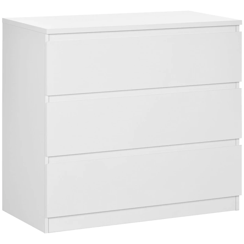 HOMCOM Chest of Drawers, 3-Drawer Storage Organiser Unit for Bedroom, Living Room, 80 x 39 x 73cm, White