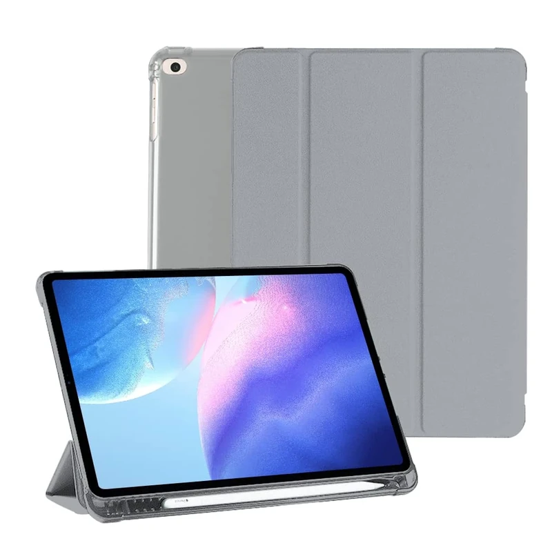 Compatible with iPad (10.2 inch) Tablet Protective Case, Y Shaped Folding Case with Pen Slot, Collapsible, Grey