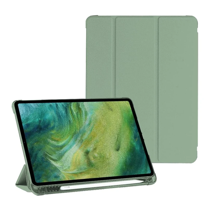 Compatible with iPad (10.2 inch) Tablet Protective Case, Y-Shaped Folding Case with Pen Slot, Acrylic Material, Matcha Green
