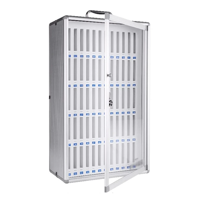 6/12/24/36/48/60 Slots Wall Mounted Cell Phone Locker Aluminum Alloy Cell Phone Holder Case Cabinet Wall Mount For Schools And Businesses (Color : Silver, Size : 60)