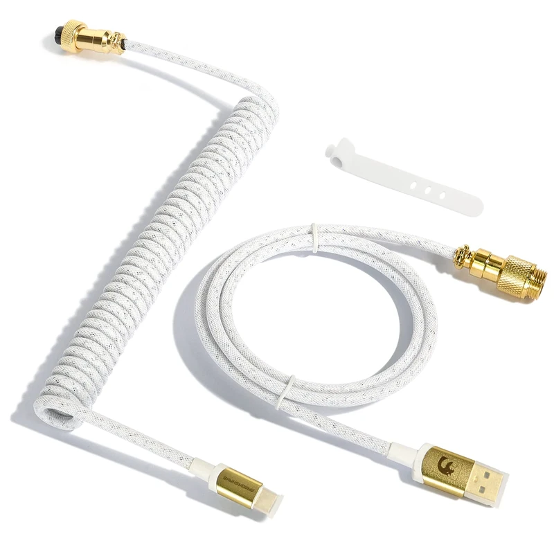 XINMENG C03 Keyboard Cable - USB-C to USB-A, Aviation Connector, White