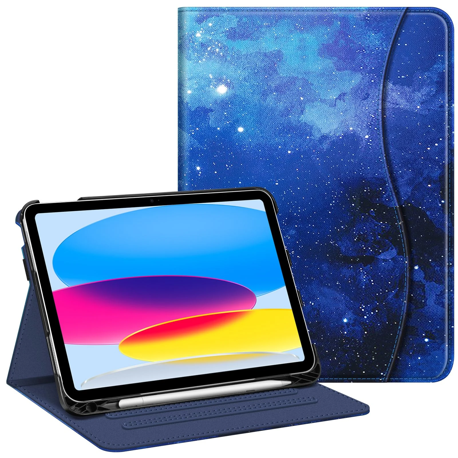 FINTIE Case for iPad (A16) 11th Generation 11 Inch (2025), iPad 10th Generation 10.9 Inch (2022), Multi-Angle Viewing Stand Cover w/Pencil Holder & Pocket, Auto Sleep/Wake, Starry Sky