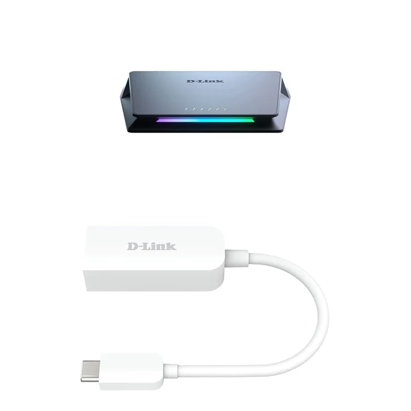 Bundle of D-Link DMS-106XT 6-Port Multi-Gigabit Unmanaged Switch + D-Link DUB-E250 USB-C to 2.5G Ethernet Adapter