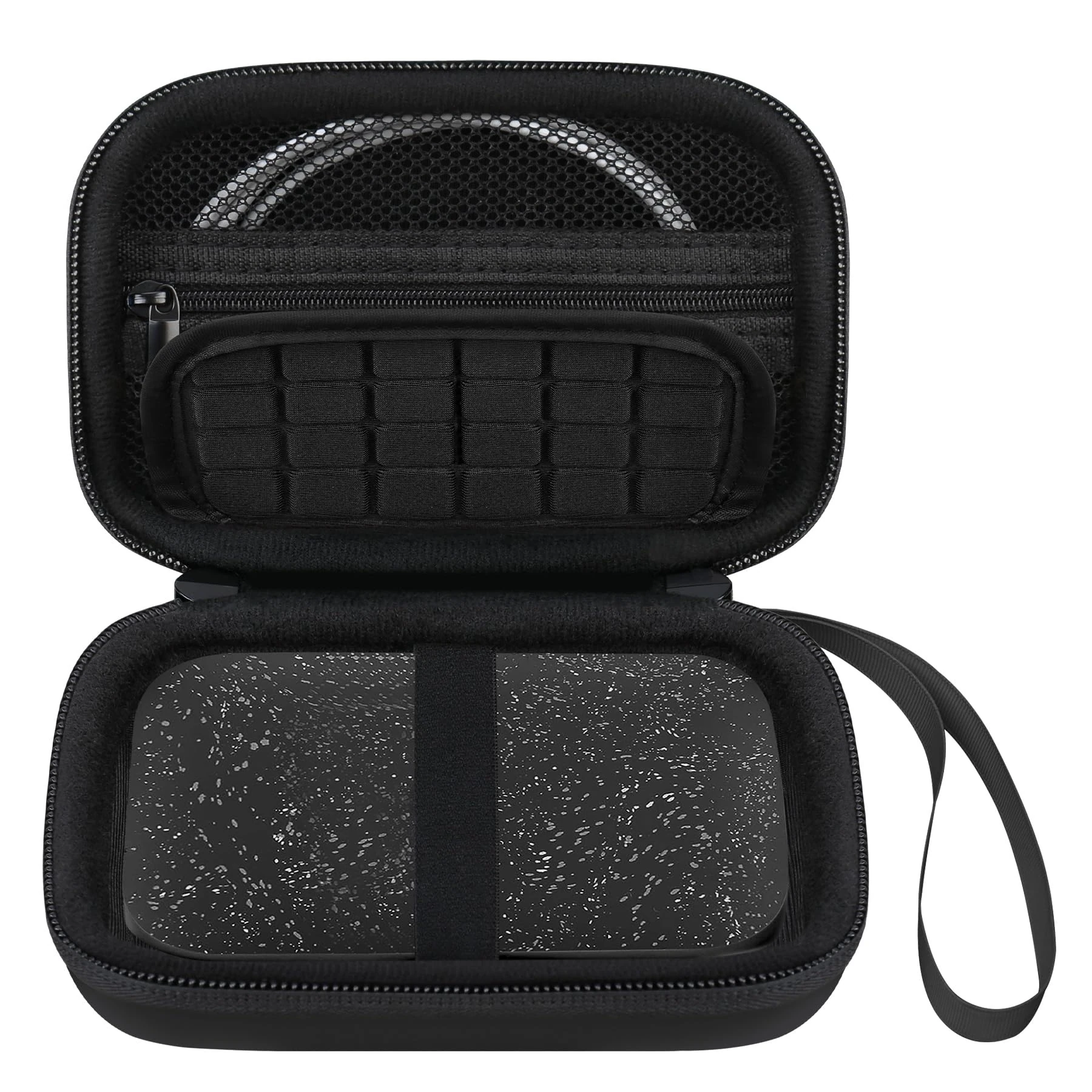 Elonbo Carrying Case for HP Sprocket Portable 2x3 Instant Color Photo Printer, Instant Photo Printer Travel Protective Organizer Holder, Extra Mesh Pocket Fits Photo Paper Cable, Black+Inside Black