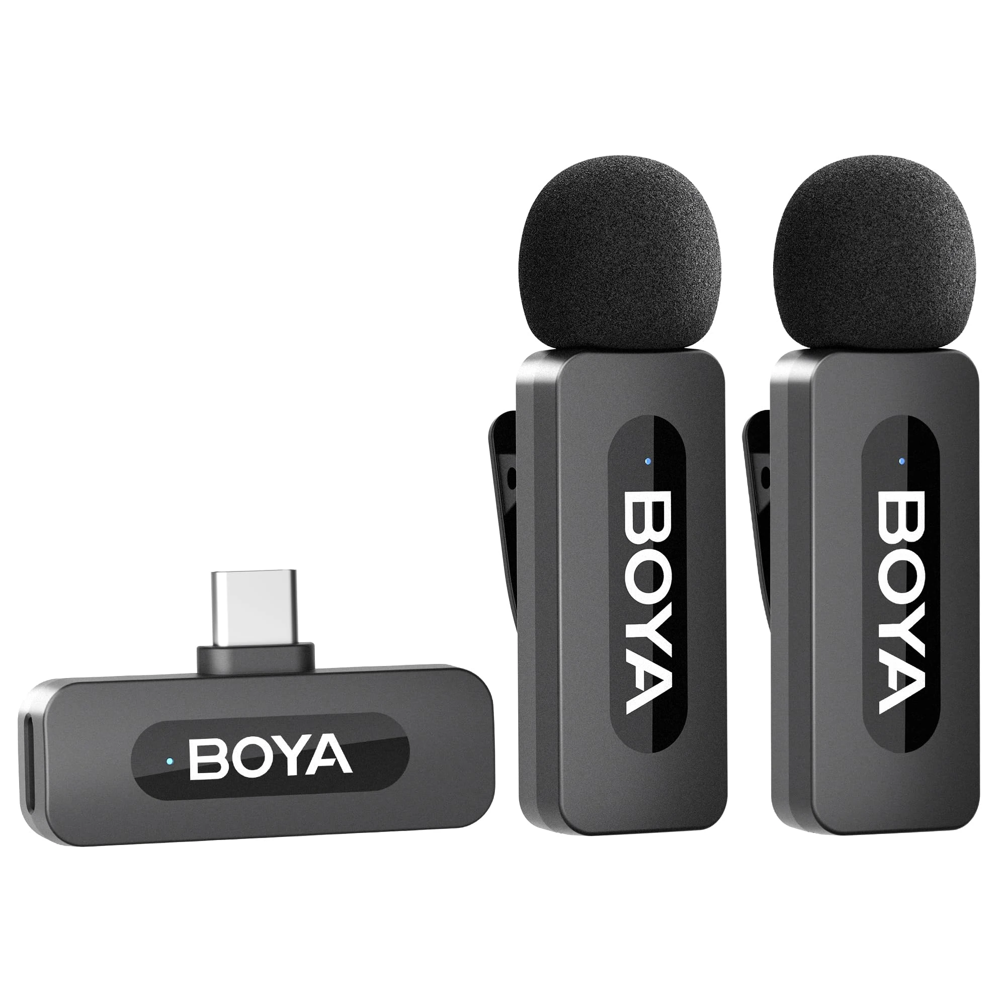 BOYA BY-V20 Wireless Lavalier Microphone, Mini Lapel Mic with Noise Cancelling Compatibale with Android/Type-C, iPhone 15/16, Laptop for Youtube Speaking Podcast Facebook Vlogging Video Recording