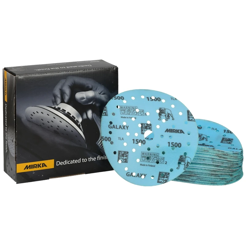 Mirka Galaxy epoxy sandpaper 150mm Hook & Loop grit 1500 for sanding epoxy resin, wood, epoxy, rivertable / 50 pcs sanding discs