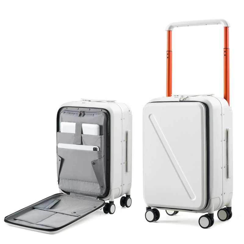 MILADA Luggage Suitcase Wide Handle Luggage, White, Carry-On 20-Inch, Carry on Luggage with Wide Handle