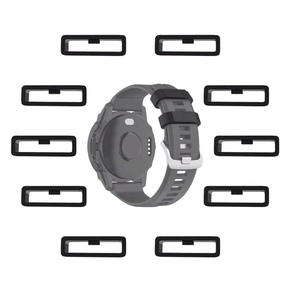 MTHGH 20mm Watch Strap Loops for Garmin Fenix 7S/6S/5S /Forerunner 55/45/45S/245 /Instinct 2S Smartwatch Fastener Rings [10 Pcs], Soft Silicone Replacement Secure Rings Connector Holders Loop