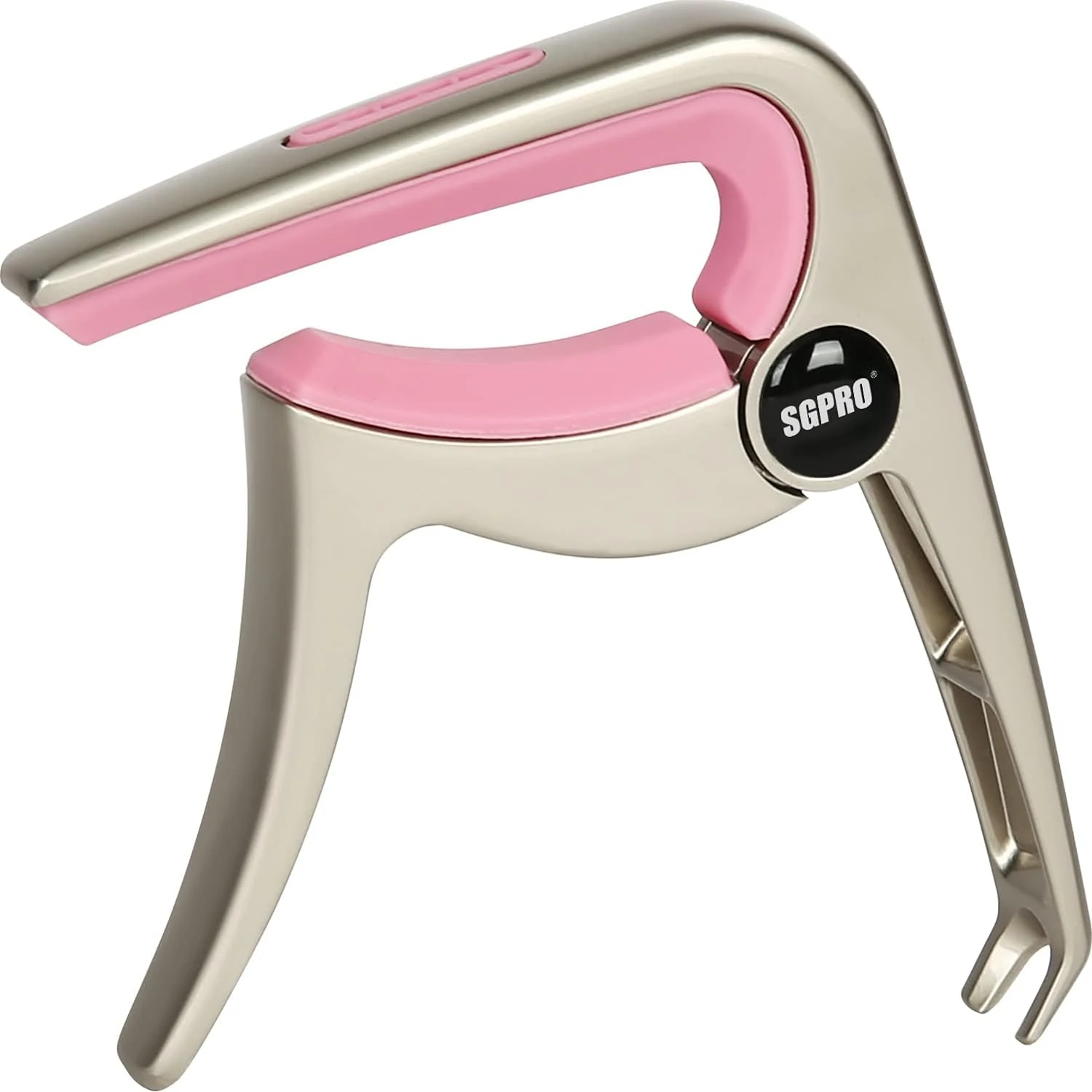 SGPRO Guitar Capo for Acoustic, Electric and Ukulele - Durable Zinc Alloy and Silicone - Guitar Clamp, Pick Holder & Pin Puller in One (Pink)