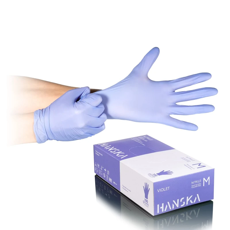 HANSKA Pack of 1000 Disposable Purple Nitrile Gloves – Powder Free – Latex-Free – Ideal for Tattooists, Medical Sectors, Beauty Salons, Food Handling – Box of 1000 (1000, M)