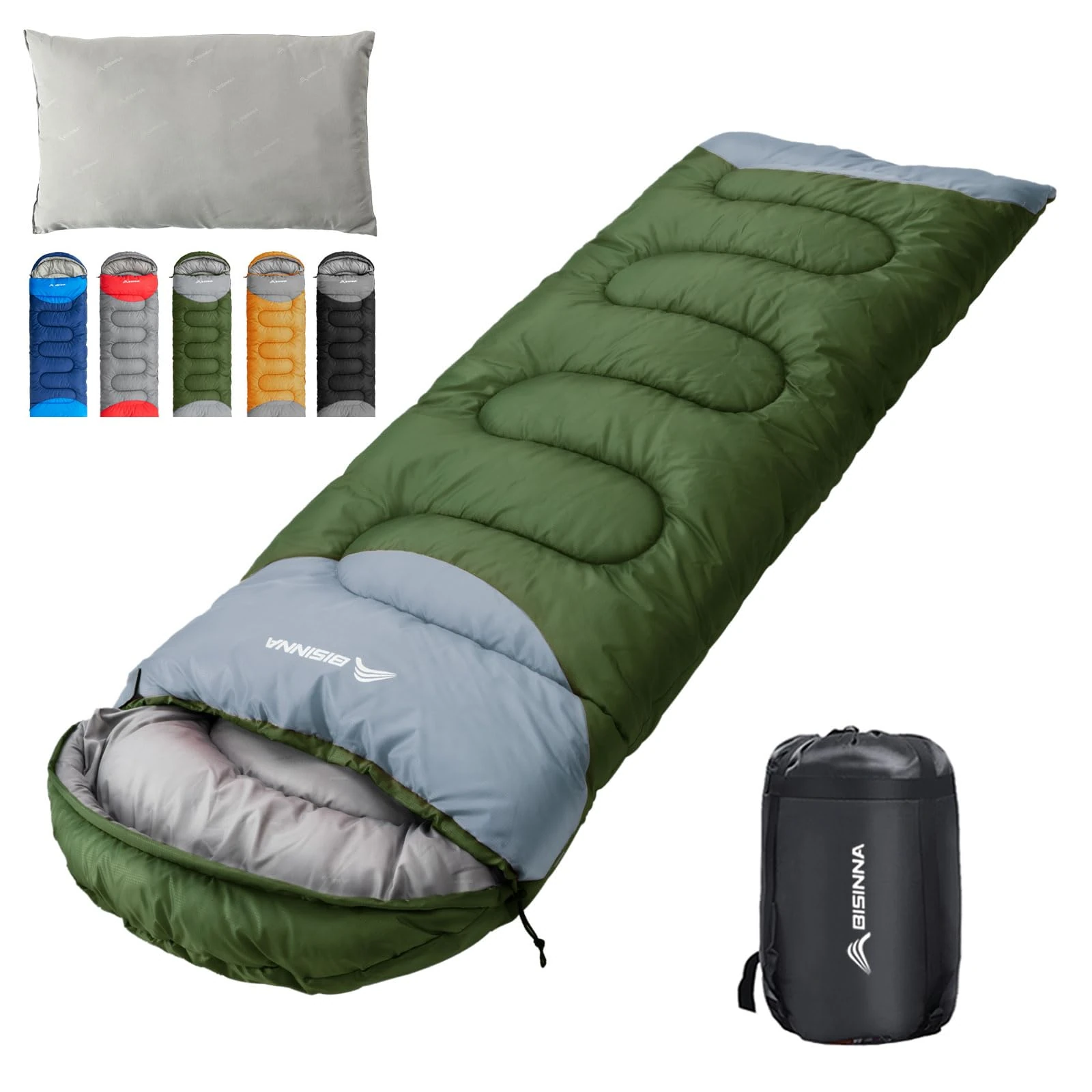 BISINNA Sleeping Bag with Pillow - 4 Season Lightweight Waterproof Warm Sleeping Bag with a compression sack for Adults, Women, Men's Outdoors Camping, Hiking