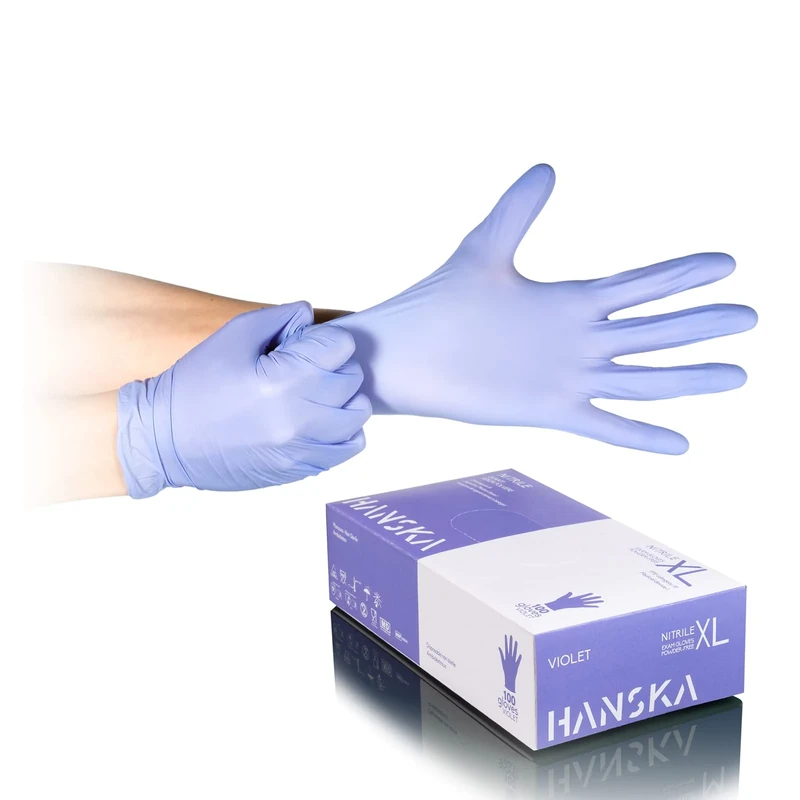 HANSKA Pack of 1000 Disposable Purple Nitrile Gloves – Powder Free – Latex Free – Ideal for Tattooists, Medical Sectors, Beauty Salons, Food Handling – Box of 1000 (1000, XL)
