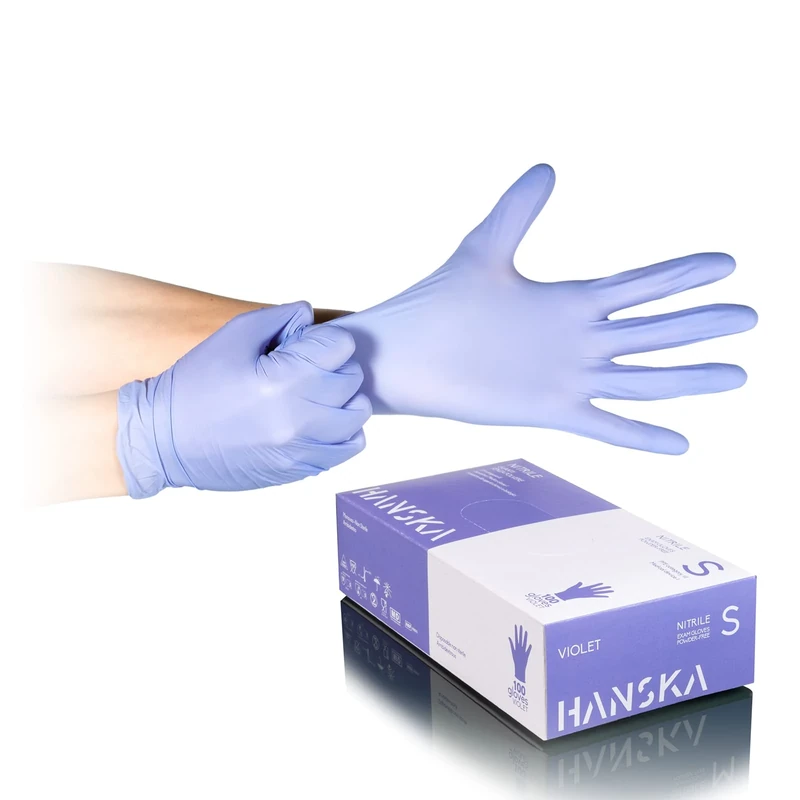 HANSKA Pack of 1000 Disposable Purple Nitrile Gloves – Powder Free – Latex-Free – Ideal for Tattooists, Medical Sectors, Beauty Salons, Food Handling – Box of 1000 (1000, S)