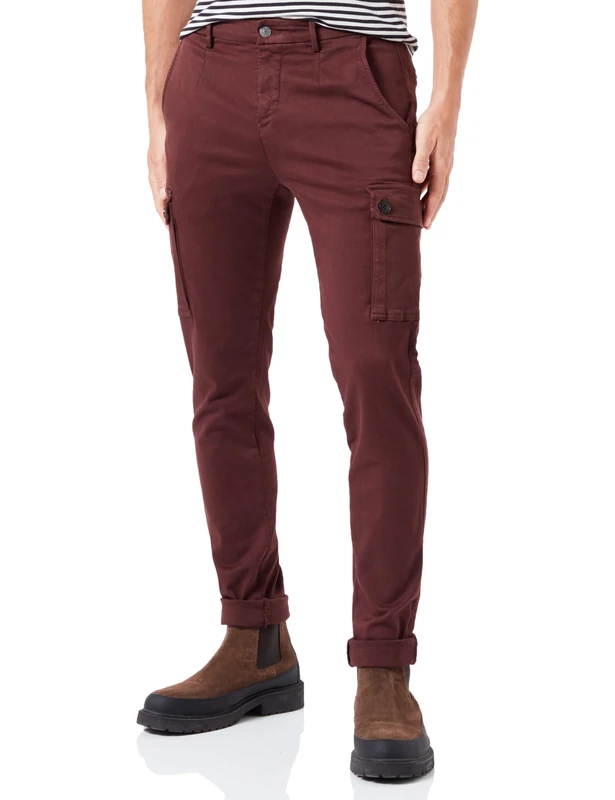 REPLAY Herren Cargo-Hose Jaan Slim-Fit Hyperflex mit Stretch, Old Wine 377 (Rot), 29W / 30L