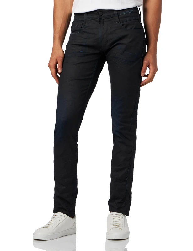 REPLAY Herren Jeans Anbass Slim-Fit Resin Plus+, Dark Blue 007 (Blau), 34W / 30L