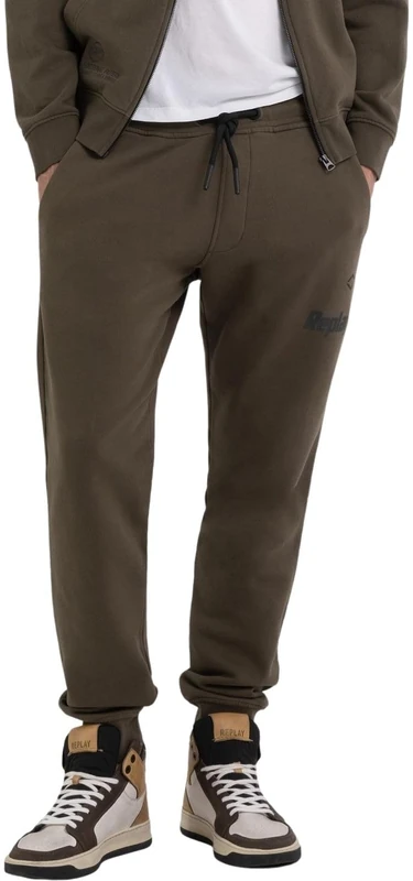 Replay Men's Long Jogging Bottoms with Logo, Green (Dark Olive 928), XXL