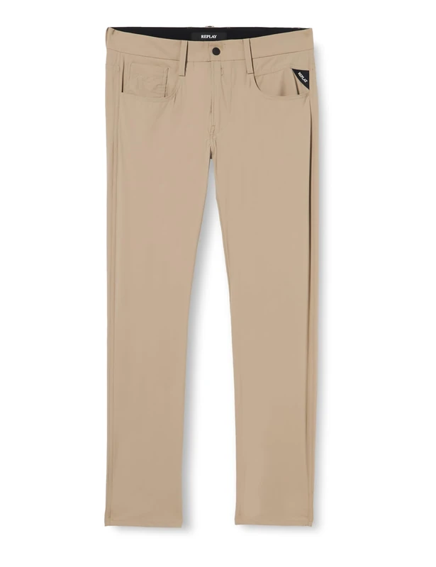 REPLAY Herren Chino Anbass Slim-Fit Hyperflex Hybrid mit Stretch, Khaki 597 (Beige), 36W / 32L - Image 1