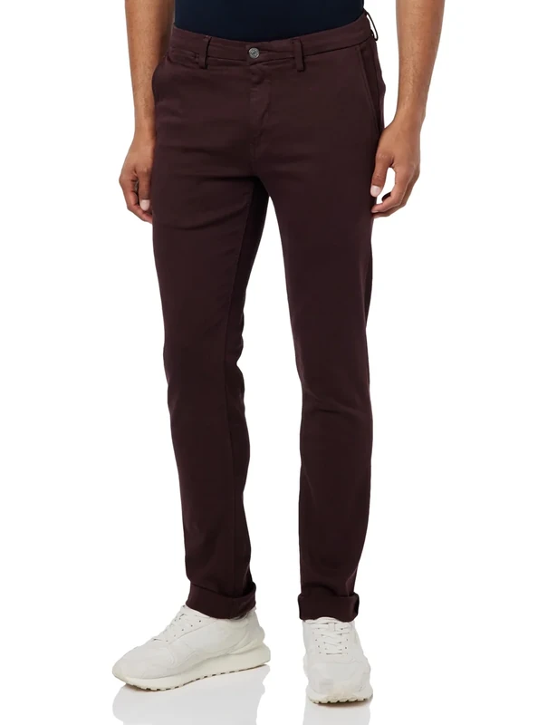 REPLAY Herren Chino Zeumar Slim-Fit Hyperflex X-Lite mit Stretch, Old Wine 377 (Rot), 28W / 32L