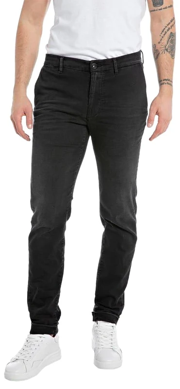 REPLAY Men's MB9889 Brad Od Power Jeans, Black 098-1, 27W / 30L