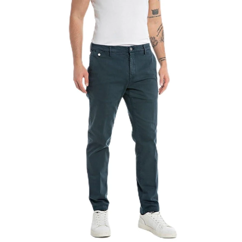 Replay Men's Benni Hyperflex Chino Trousers - Blue 28W/30L