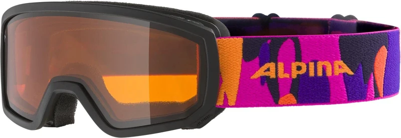 ALPINA Unisex - Children, PINEY ski goggles, black-pink matt, One Size