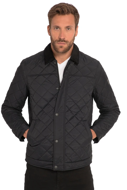 JP 1880 Men's Quilted Blouson with Cord Collar Jacket, Black, XXXXL