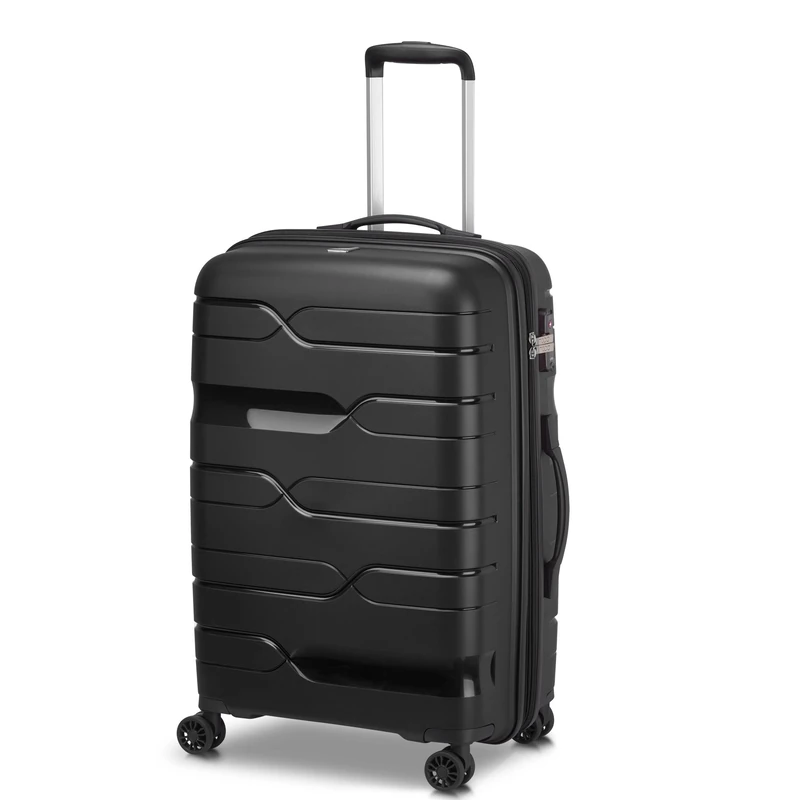 MODO by Roncato MD1 Expandable Hard Medium Trolley with TSA, Black, Media, Rigid Suitcase with Expandable Centre and Swivel Wheels