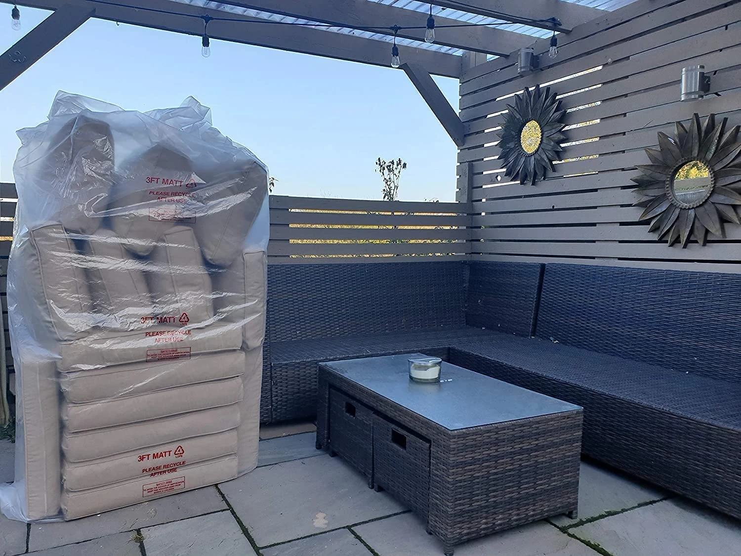 Just Accessories PLASTIC STORAGE COVER BAG, DUST PROTECTION REMOVALS DIY, GARDEN FURNITURE CUSHION STORAGE BAG (XXXXL)