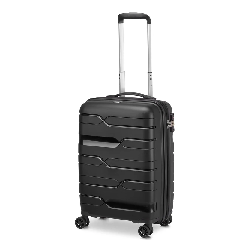 MODO by Roncato MD1 Expandable Hard Cabin Trolley with TSA, Black, Bagaglio a Mano, Hard Suitcase with Expandable Central Part and Swivel Wheels