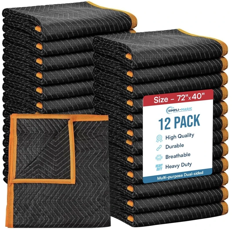 Simpli-Magic Heavy Duty Quilted Moving Blankets (Pack of 12)