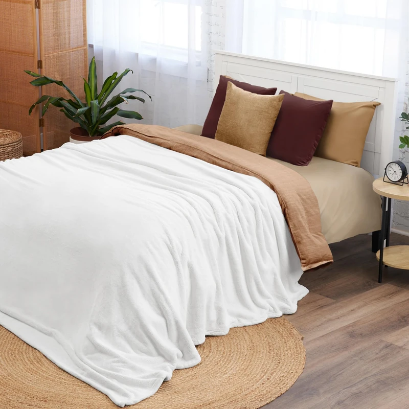 Northwest Ashford Home Cozy Warmwell Blanket Winter White Queen Size 90 x 90 inches - Image 1