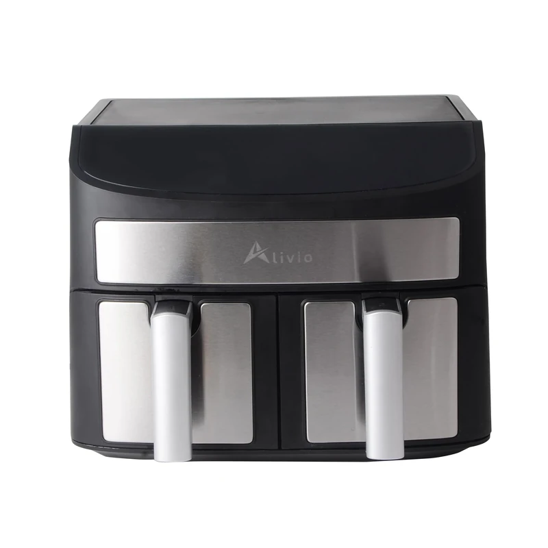 Alivio 9L Dual Basket Air Fryer, Double Basket Digital Air Fryer 1700W with Timer Touchscreen & Temperature Control, 8 Adjustable Pre-set Cooking Sync Cook