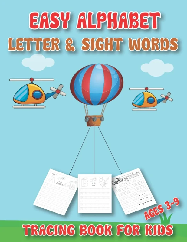 EASY ALPHABET LETTER & SIGHT WORDS TRACING BOOK FOR KIDS AGES 3-9: 80 pages handwriting practice easy alphabet & sight words tracing coloring book