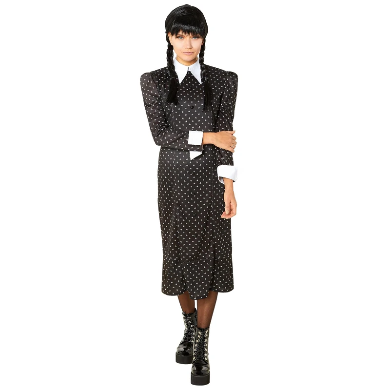 Rubies 1000507S000 Tv Show Wednesday Costume Dress Addams Adult Fancy, Women, Black, UK 10-12 Halloween