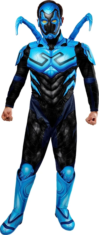 Rubies Men's DC Deluxe Blue Beetle Costume Jumpsuit and Mask, As Shown, X-Large, As Shown, X-Large
