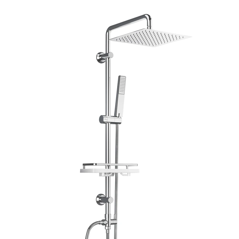 Görbach Rain Shower System with Shelf Shower Set Without Shower Fitting Chrome (20 x 20)