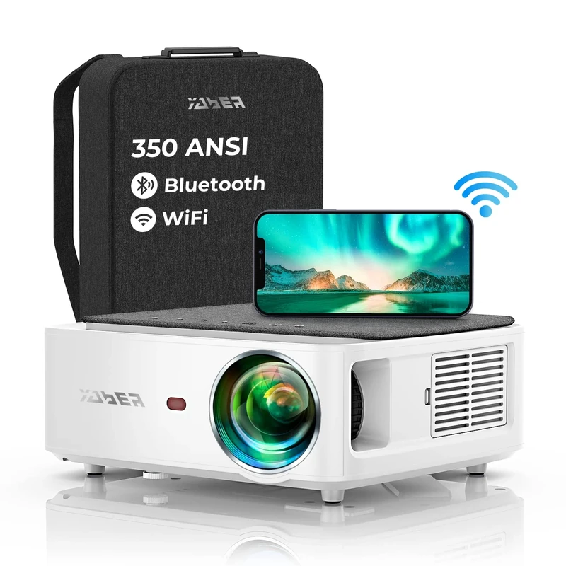 Auto Focus & Keystone 1080P HD Portable Projector, WiFi6 Bluetooth 5.2 Projectors, YABER Pro V9 Smart Projector, Home Cinema Projectors for Bedroom/Smartphone/TV Stick