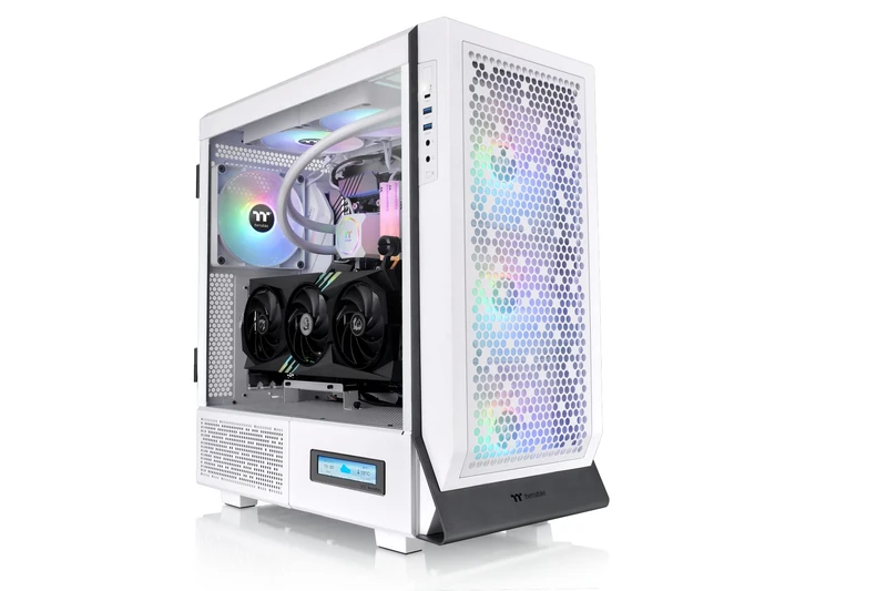Thermaltake Ceres 500 White Mid Tower ATX Computer Case with Tempered Glass Side Panel; 4 Preinstalled PWM ARGB Fans; Rotational PCIe Slots,3 Years Warranty.
