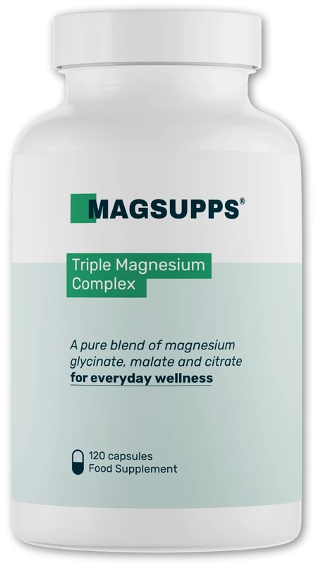 MAGSUPPS Triple Magnesium Complex - 300mg of Pure Magnesium Glycinate, Malate & Citrate for Muscles, Calm, Sleep & Energy - 120 Capsules - 40 Servings - UK Made - Lab Tested - No Fillers