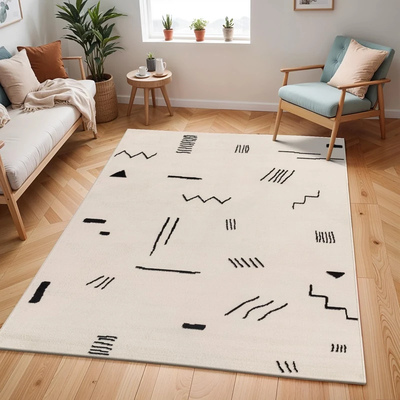 Livabliss Empoli Abstract Rug - Area Rugs Living Room 200x274 cm, Dining Room, Lounge, Kitchen, Bedroom - Modern Marble Large Rug, Soft Luxurious Easy Care Medium Pile, Ivory, Grey and Black