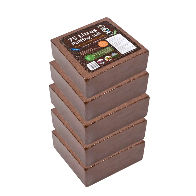 GreenBrokers 4 Packs of 75 Ltr Organic Potting Compost | Peat-Free & Nutrient-Enriched | Expands to 75 Litres | For Indoor & Outdoor Plants | Enhanced with Plant Food