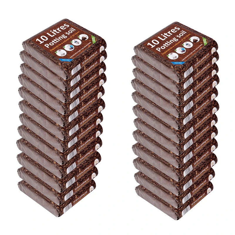 GreenBrokers 24 Packs of 10 Ltr Organic Potting Compost | Peat-Free & Nutrient-Enriched | Expands to 10 Liters | For Indoor & Outdoor Plants | Enhanced with Plant Food