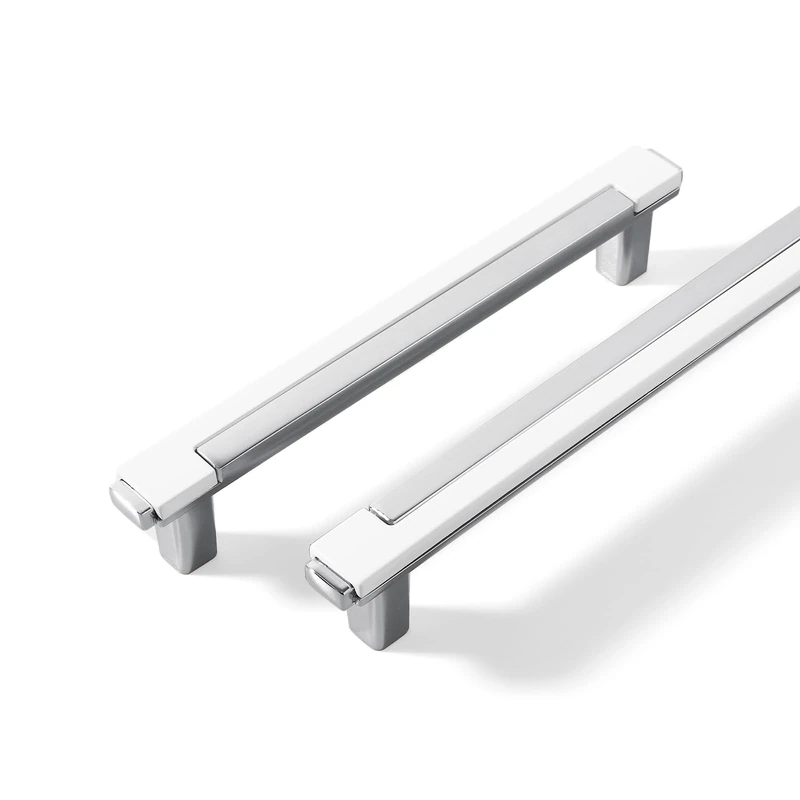 Kcmwsy 10 Pack White Silver Cabinet Pulls & Handles, 5 Inch Hole Center